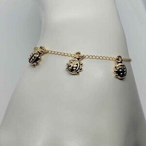 Lucky Triple Ladybug Brazilian 18K Gold Filled Bracelet